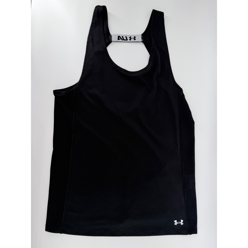 Under Armour Womens HeatGear Racerback Tank Top Black Mesh Back XS